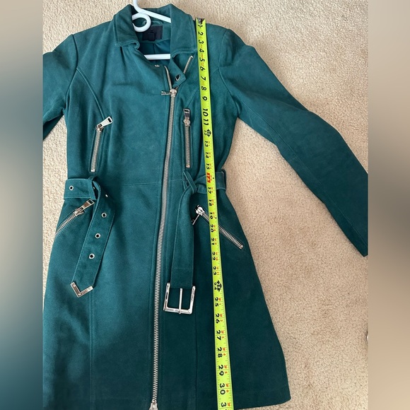 Revolve X NBD Green Leather Belted Dress Jacket Pockets Size 2 - Picture 12 of 14